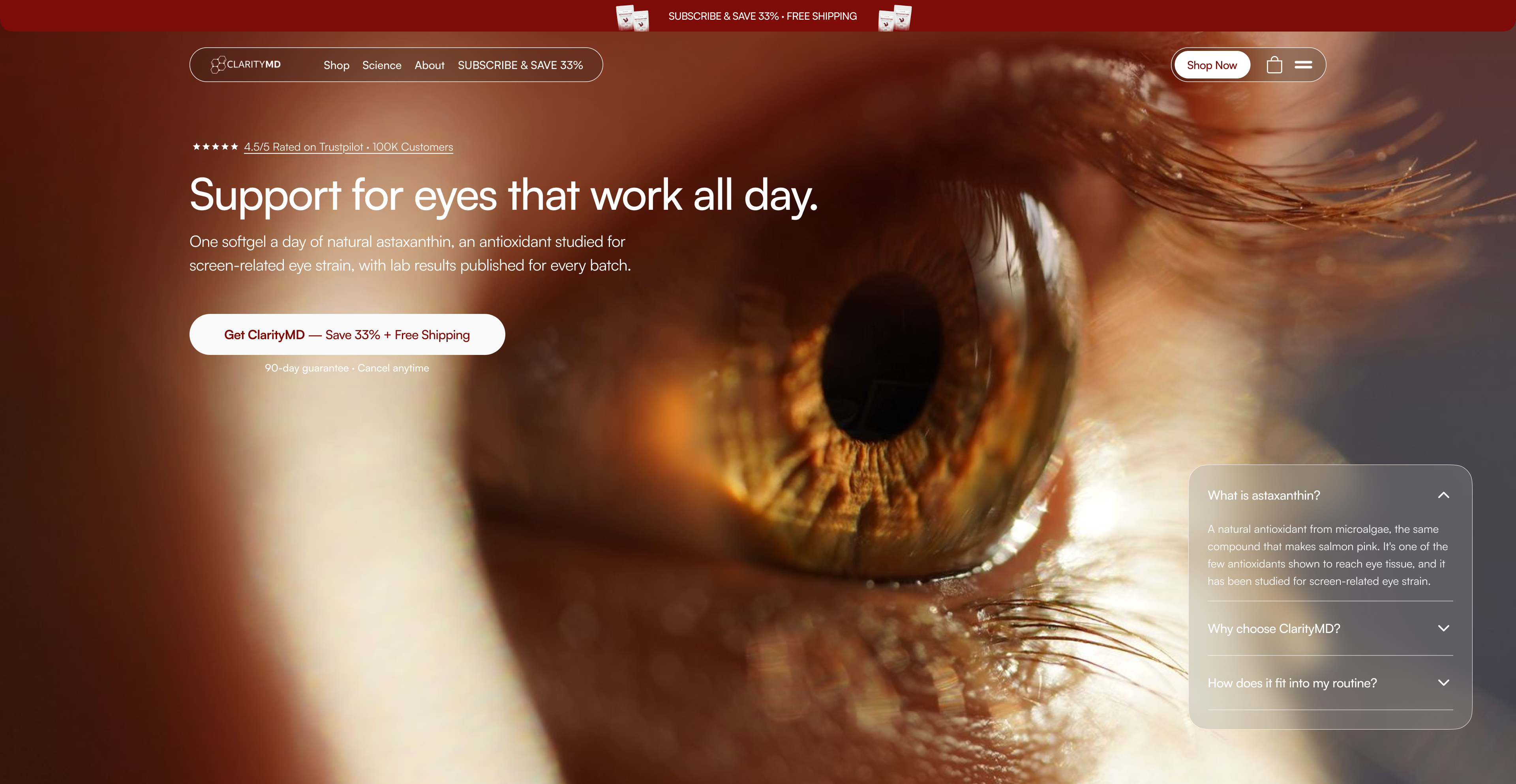 ClarityMD eye-focused hero variant