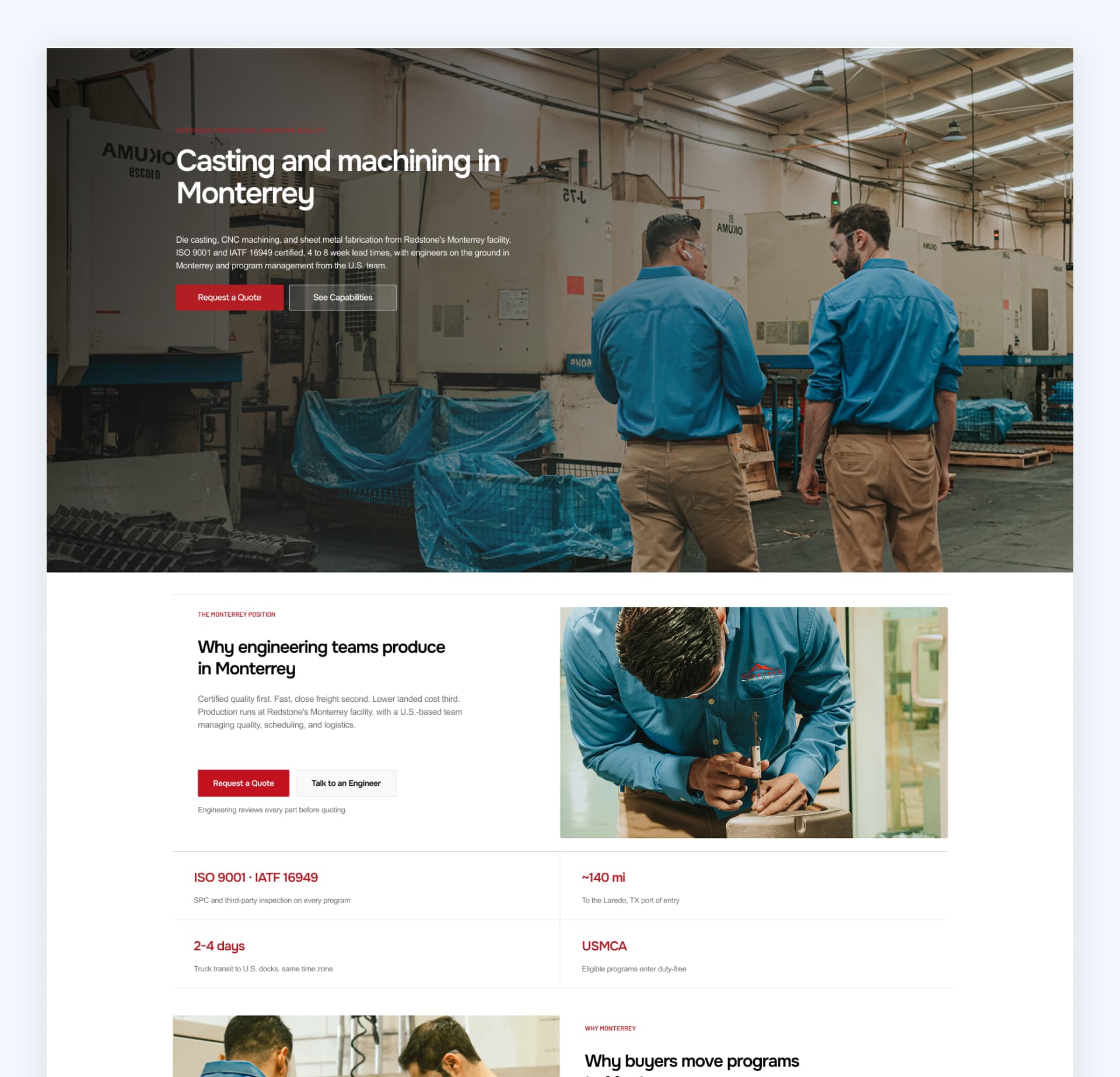 Redstone Manufacturing GEO location page design