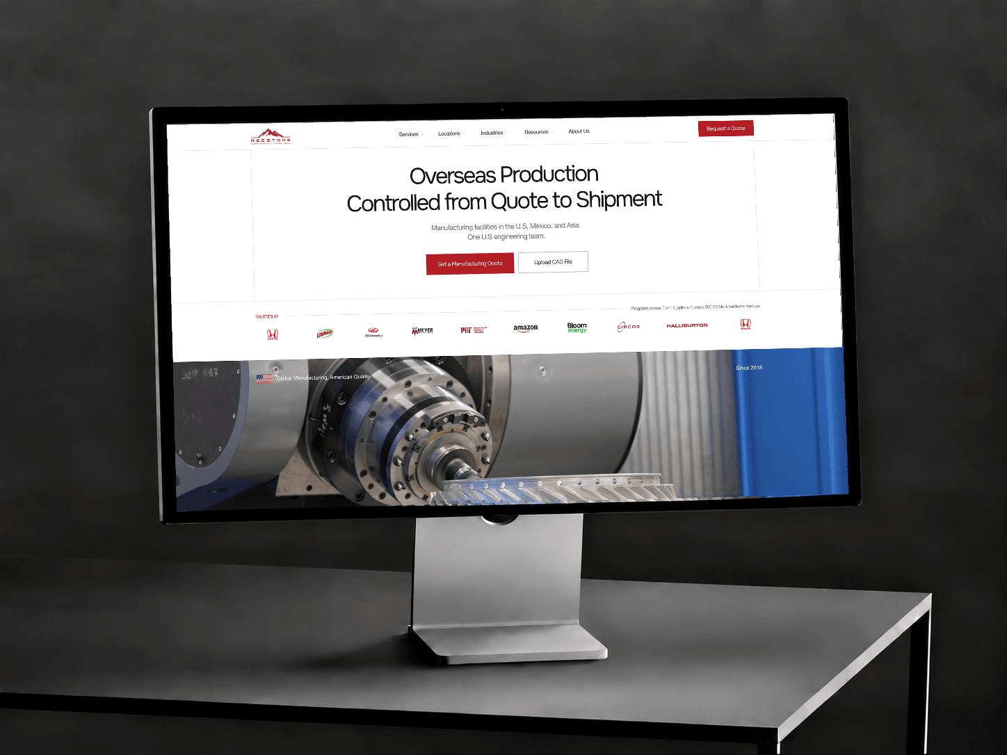 Redstone Manufacturing redesigned homepage hero