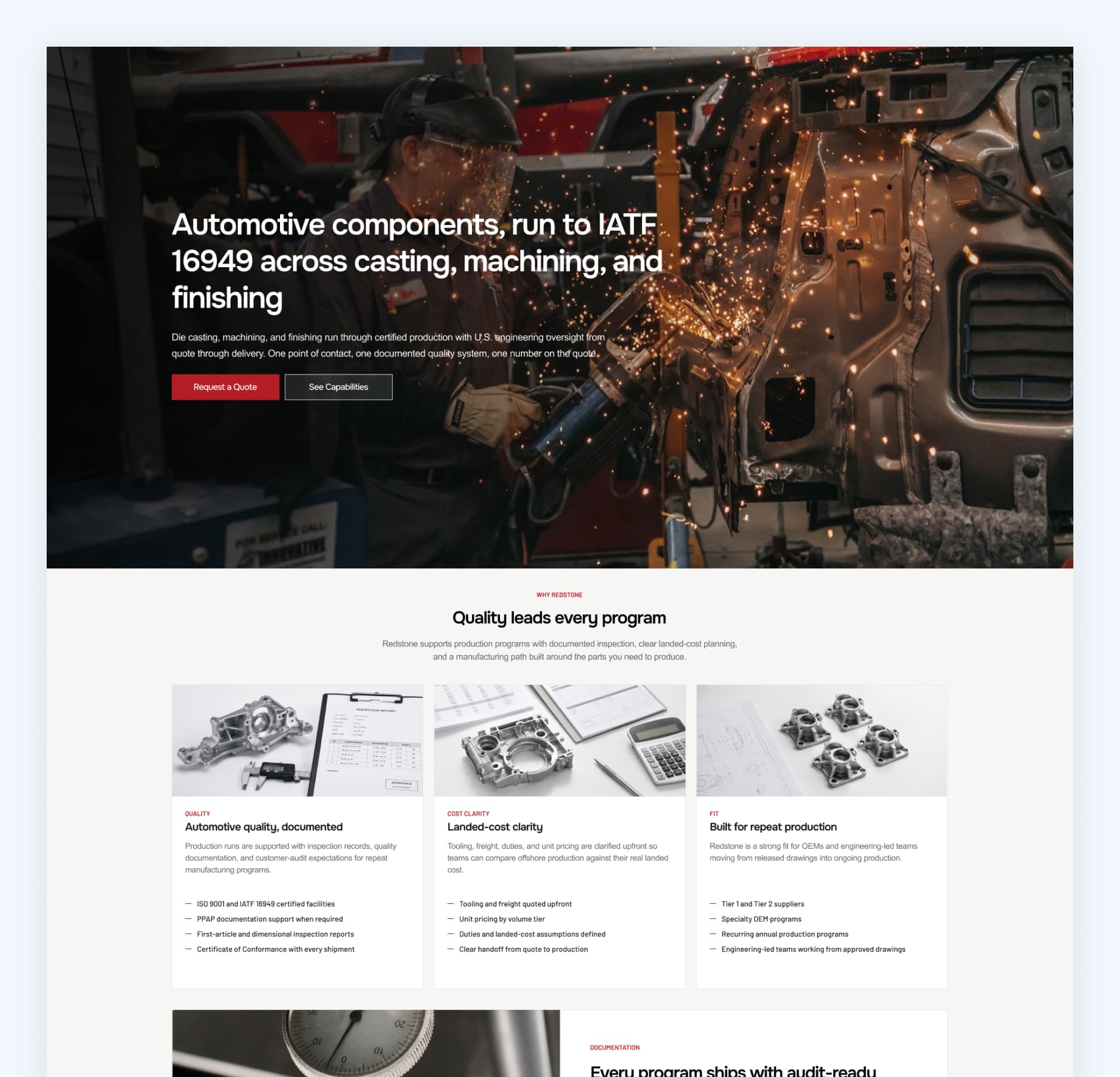 Redstone Manufacturing industry page design