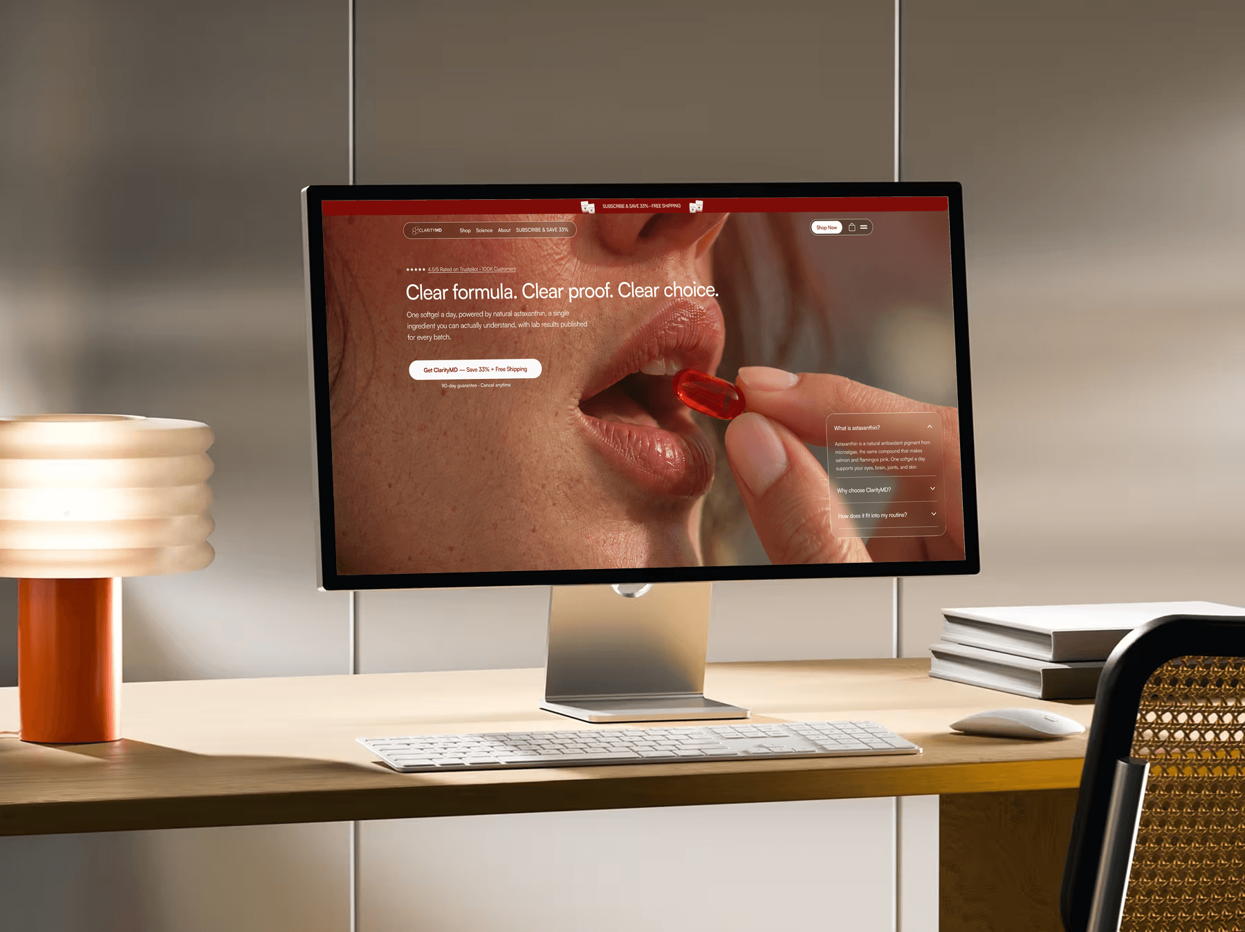 ClarityMD landing page shown on a desktop monitor